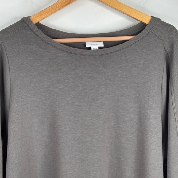 J Jill Tunic Dress XL Pima Cotton Taupe Boho Lagenlook Minimalist Classic Pocket - Picture 2 of 11